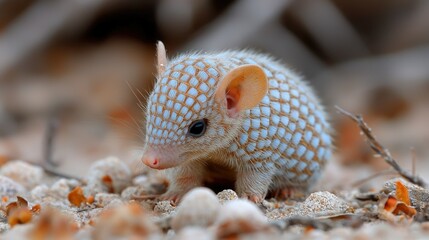 Obraz premium Adorable Baby Armadillo Shows Unique Pattern