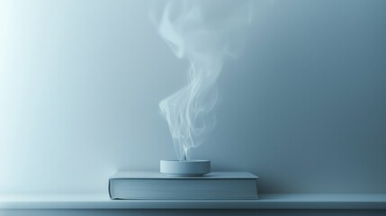 Serene Stillness: A Book, Incense Burner, and the Gentle Ascent of Smoke