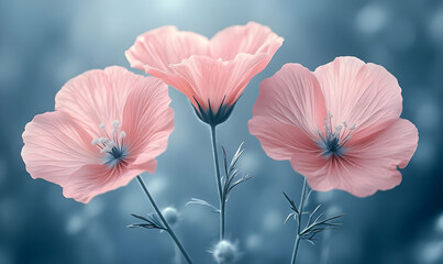 Pink flowers, soft background, nature, serenity, design