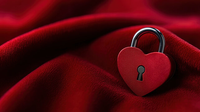 Valentine's day themed, Heart shaped lock on soft velvet background, symbolizing love and security