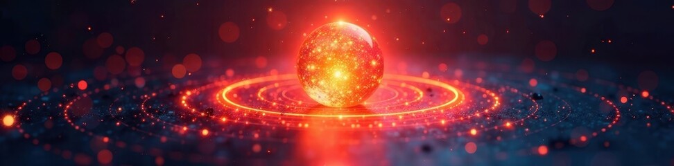 Glowing orb, radiating light in concentric circles, celestial, magical