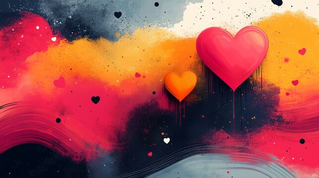 hearts floating on colorful abstract background celebrating love and affection