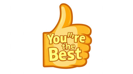 Flat vector of a thumbs-up icon in gold with "You're the Best" text for Employee Appreciation Day, isolated on white, PNG file, transparent background.