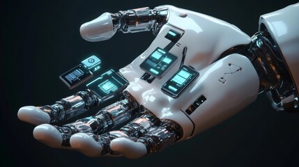 3d rendering of modern digital devices connected in a businessman's hand depicting cloud technology, wireless data sharing, and global connectivity for futuristic business innovation concepts