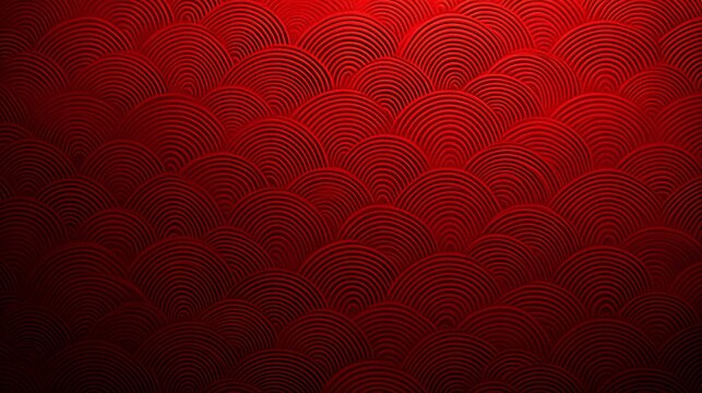 Red textured background with semicircle pattern.