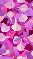 Stunning Purple Floral Pattern Design Featuring Abstract Garlic Cloves
