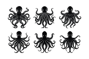 octopus silhouette vector art illustration