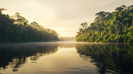 Serene Sunrise over the Amazon River