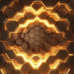 Obraz premium Glowing concentric hexagons in gradient tones of gold, dynamic and futuristic --v 6.1 Job ID: 227ebb10-46fb-4274-b9d8-7544b1eb2e9c
