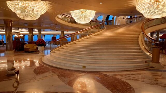 Grand Staircase on a Luxury Cruise Ship