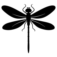 Damsel fly silhouette vector illustration