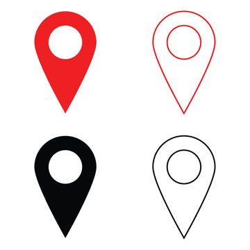 Set of location pin icons. GPS and map pin icon. navigation vector icon set. map marker pointer icon set. Destination Symbol. GPS location symbol collection. Vector illustration 