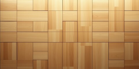 Abstract Wooden Paneling Geometric Design of Light Brown Rectangular Blocks
