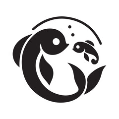 2d guppy fish logo with white background