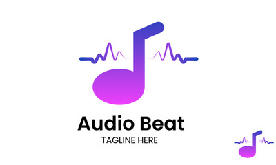 Audio Beat Logo Design Template With Music Tune.