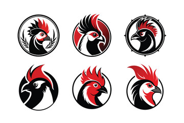 red crested bird logo type vector silhouette illustration