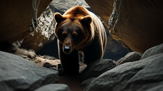 Bear in a cave.