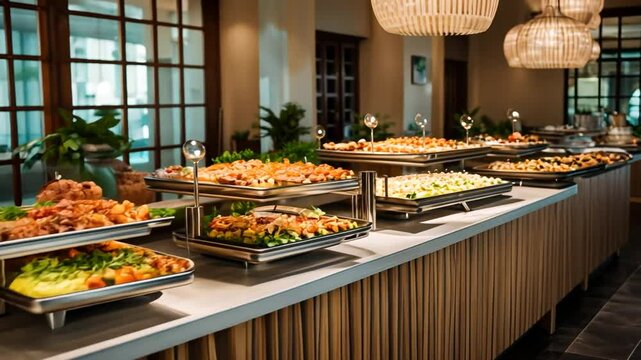 Food buffet at an all-inclusive hotel.