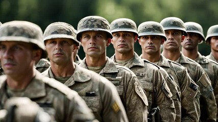 Soldiers in formation at the training camp.