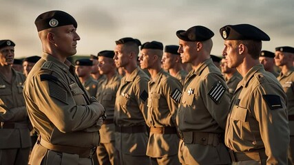 Soldiers in formation at the training camp.