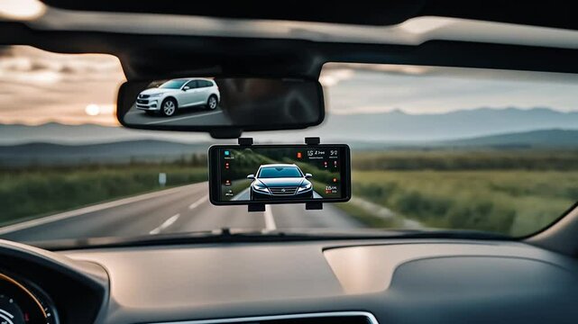 Car with a dashcam.