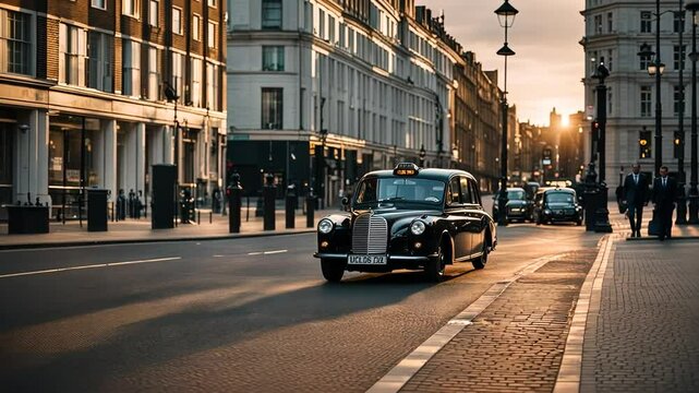 Typical London taxi in London.