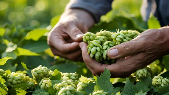 Farmer with hops.