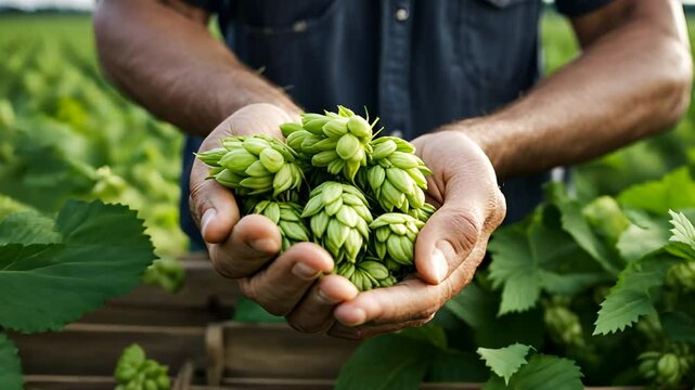 Farmer with hops.