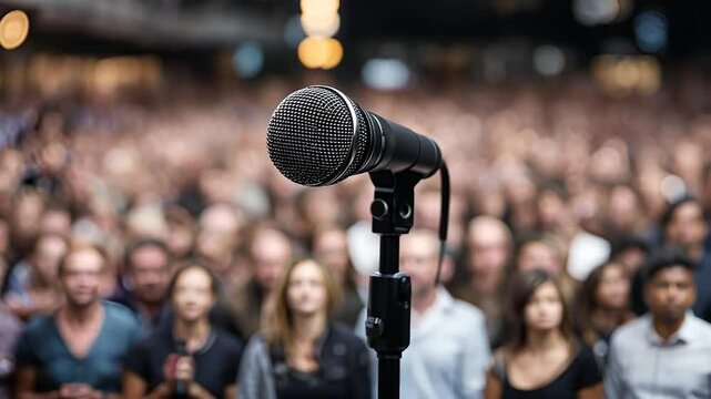 Microphone at a political meeting.