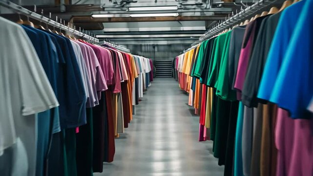 Inside a T-shirt factory.