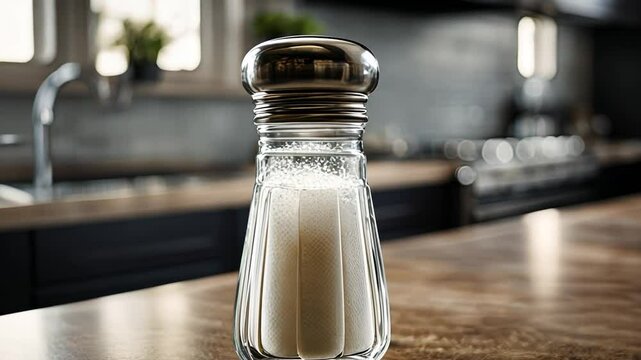 Salt shaker in the kitchen.