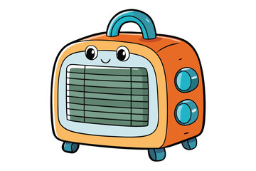 Adorable cartoon space heaters with playful designs and vibrant colors, presented on a clean white background for graphic usage