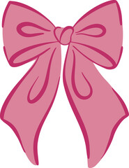 Pink bow. Illustration of cute vintage flat design with satin band. Perfect for gifts holidays birthdays and graphic collection.