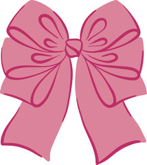 Pink bow. Illustration of cute vintage flat design with satin band. Perfect for gifts holidays birthdays and graphic collection.