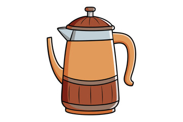 Obraz premium Cute and colorful tea or coffee pot cartoon with a cheerful design, isolated on a white background, ideal for playful kitchen concepts