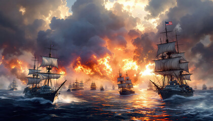 attack at pearl harbour, naval warfare, military, digital illustration, concept art
