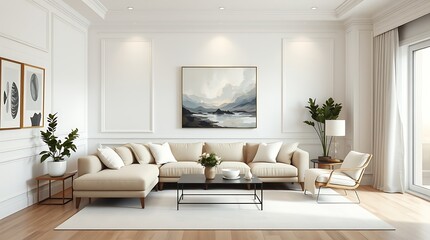 Modern Living Room with Cozy Decor and Bright Accents