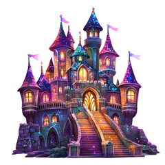 Whimsical Colorful Castle in Fantasy Style