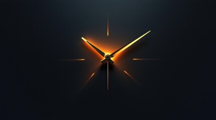 Golden Clock Hands Illuminating a Dark Background with Light Rays
