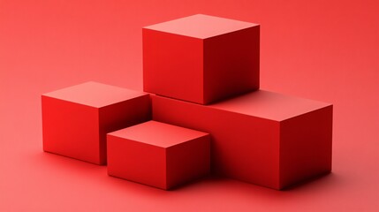 Obraz premium Abstract Red Cubes Geometric Minimalist Product Display Background