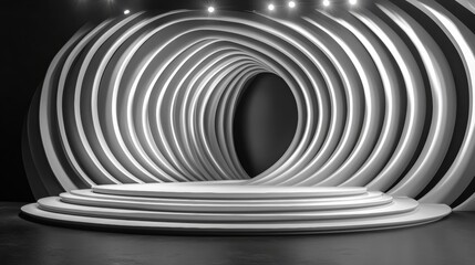 Obraz premium Modern Abstract Stage Design with Curved Lines and Lighting