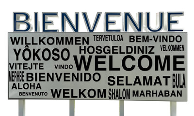 Panneau de bienvenue en plusieurs langues © Unclesam