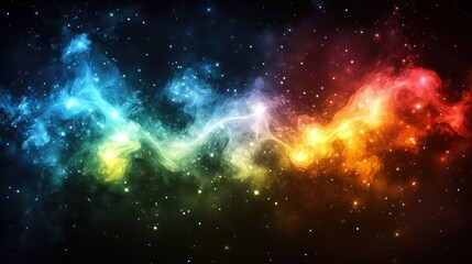 Colorful Nebula in Space with Stars and Cosmic Dust Background