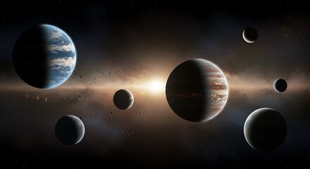Stunning Exoplanet System Celestial Bodies Space Exploration Cosmic Background