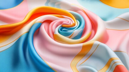 Abstract Colorful Silk Fabric Pattern, Vibrant Hues Textile for Fashion Apparel Design