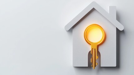 A stylized image of a house silhouette with a glowing keyhole, representing home security and access.