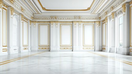 Obraz premium Elegant Baroque Style Interior with White Walls and Golden Details