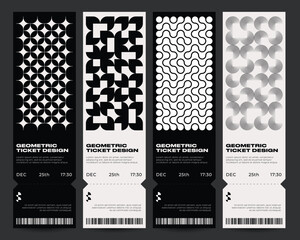 Minimalist geometric Event Tickets design set. 