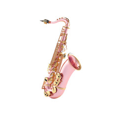 Fototapeta premium Elegant Pink Alto Saxophone with Gold Accents - Musical Instrument
