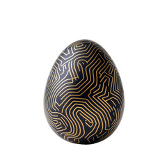 A beautifully patterned egg featuring intricate gold lines on a dark surface.